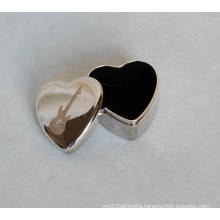 Exquisite Little Gift Metal Ring Box, Heart Silver Shiny Lovely Metal Ring Box